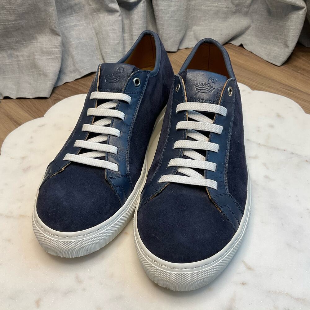 Pastori Italian 'Julius' Mens Suede Leather Sneaker in Navy | Men's 9.5